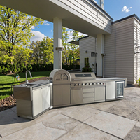Design moderne de qualité supérieure Barbecue à gaz pour l'extérieur Four à pizza Brûleur latéral Réfrigérateur-Pour le plaisir en famille dans la cuisine extérieure Coin cuisson