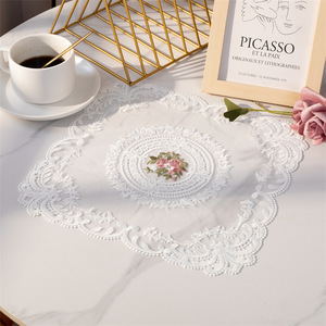 Set de table en dentelle rétro, sets de table brodés, napperons en crochet <span class=keywords><strong>français</strong></span>, dessous de verre, sous-tasses pour la maison, mariage - Product Image 2