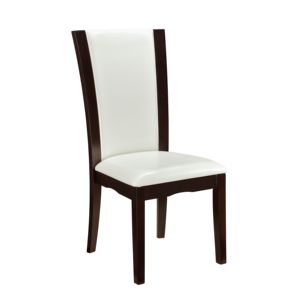 DB Modern Contemporary Set of 2 Dining Side <b>Chairs</b> <b>White</b> Faux Leather Upholstered with Espresso Finish Hardwood Solid - Product Image 3