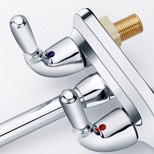 Rubinetto per <span class=keywords><strong>Lavabo</strong></span> <span class=keywords><strong>Bagno</strong></span> in Acciaio Inox con Doppia Maniglia, <span class=keywords><strong>2</strong></span> Fori, 4 Pollici, Acqua Calda e Fredda - Product Image 2