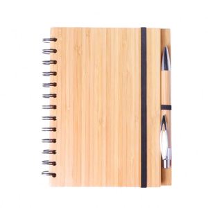 Oempromo Custom Recycled Bamboo Cover <b>Notebook</b> Set Promotional A5 Sizes Spiral Pen Printed Paper Bamboo <b>Diaries</b> - Product Image 1