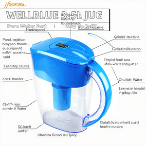 Wellblue <span class=keywords><strong>Caraffa</strong></span> Purificatrice d'<span class=keywords><strong>Acqua</strong></span> Alcalina Minerale con Idrogeno da 3,5L, Filtro Manuale a Carbone Attivo, Brocca <span class=keywords><strong>Filtrante</strong></span> per <span class=keywords><strong>Acqua</strong></span> - Product Image 2