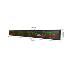 [custom] Professional Design Wall Mounted Digital LED Time Zone Clock World Clock Multi-functional Electronic Clock