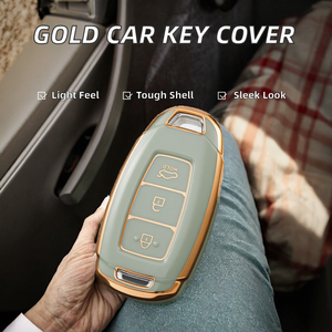 YHC RN-C11J2 Cover per Chiave <span class=keywords><strong>Auto</strong></span> in Plastica Leggera Stile Business con Linea Dorata per <span class=keywords><strong>DUSTER</strong></span> LOGAN SANDERO CN/GUA Origin - Product Image 2