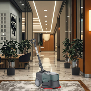 GS05 Mini <b>Walk</b>-Behind Floor Scrubber <b>Machine</b> 24V With New Brush Motor Side Brush and Battery for Cleaning - Product Image 1