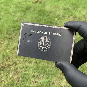 0.8毫米标准尺寸拉丝黑色金属信用卡30g豪华不锈钢Visa银行卡