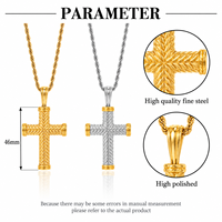 Collier croix classique ARNAN pour femmes, design cylindrique 3D, acier inoxydable plaqué or, pendentif vintage, bijoux tendance pour femmes