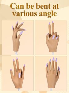 Main d'entraînement portable carrée en caoutchouc souple pour ongles en acrylique, avec capsules amovibles, main d'entraînement flexible pour la pratique du nail art - Product Image 4
