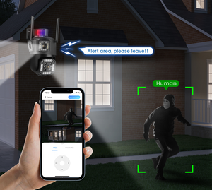 Full HD 4MP màu tầm nhìn ban đêm 4G Wifi <span class=keywords><strong>DOME</strong></span> PTZ <span class=keywords><strong>camera</strong></span> với ba ống kính lưu trữ đám mây âm thanh & báo động ánh sáng - Product Image 3