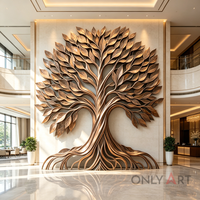 Sculpture murale en laiton moderne en métal personnalisée pour l'extérieur, grande sculpture en bronze de l'arbre de vie, statue murale pour la décoration de la maison et du jardin