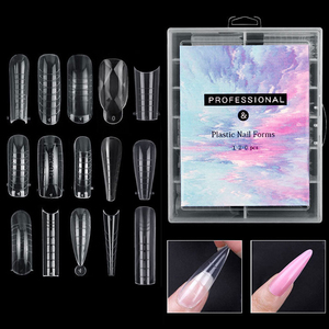 Gel <span class=keywords><strong>de</strong></span> Extensión ABS, Moldes Duales para <span class=keywords><strong>Uñas</strong></span> Acrílicas, 12 Tamaños, 120 Piezas, Puntas Largas Transparentes, Juego Completo para Manicura, Salón, DIY - Product Image 1