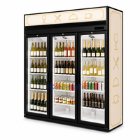 Congélateur vertical commercial ventilé sans givre à refroidissement par air pour supermarché avec grande vitrine en verre