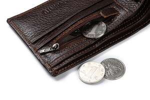 Portefeuilles courts en cuir véritable personnalisés avec logo promotionnel pour hommes, vente en gros avec porte-monnaie - Product Image 4