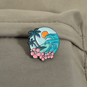 Aloha Hawaii tấm giấy phép men chân đảo phong cảnh cá mập trâm cài ve áo ba lô Huy hiệu trang sức phụ kiện Quà Tặng bán buôn - Product Image 3