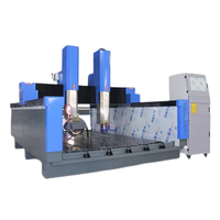 Máquina CNC de 4 Ejes para Tallado y Corte de Piedra, Granito y Mármol, con Doble Cabezal de 5.5kw, Eje de Rotación y Hoja de Sierra, Modelo 1325