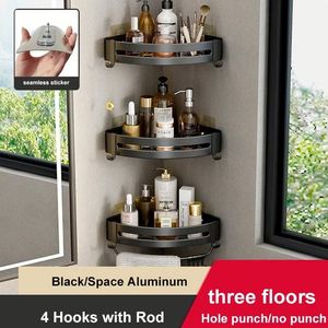 New Black Wall Mount Bathroom <b>Corner</b> Shelf Holder Storage Rack Bathroom Bathtub <b>Shower</b> Caddy Organizer Hardware Accessories Set - Product Image 4