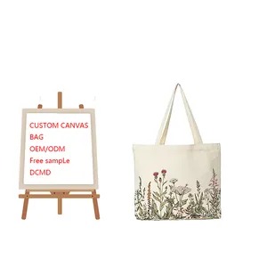 Borsa tote ricamata in tela di fiori di campo regalo di laurea per lo shopping di viaggio cosmetico estetico carino personalizzato