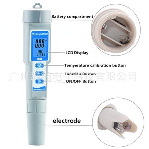 Medidor de pH, TDS, EC y Temperatura Portátil, Precisión de 0-14 pH, 0.01, Analizador de Calidad del Agua a Prueba de Agua con Electrodo y Pantalla LCD - Product Image 3