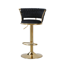 Tabouret de bar moderne et contemporain en métal et velours, pivotant, en cuir, doré, de luxe, pour cuisine