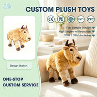 Boneka Sapi Hewan Ternak, Mainan Boneka Banteng Lucu dengan Tanduk, Boneka Anak Sapi Coklat untuk Permainan Balita, Ukuran Kustom Logo Grosir