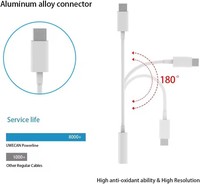 Adaptador de Alta Calidad con Chip Digital USB Tipo C a Conector de Auriculares de 3.5mm para iPhone 15 Samsung, Cable USB C a AUX