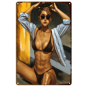 Poster in Metallo Pin-up Girl, Insegna Retrò, Bella Ragazza, Targa in Latta, Decorazione da Parete per Pub, Caffè, Casa 30x20cm - Product Image 2