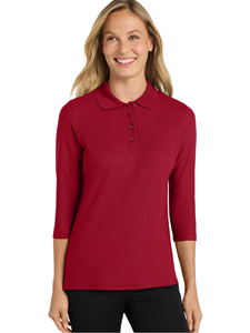 Polo de Punto Sólido para Mujer, Manga Tres Cuartos, Rojo, Estilo Casual, 100% Poliéster - Product Image 2