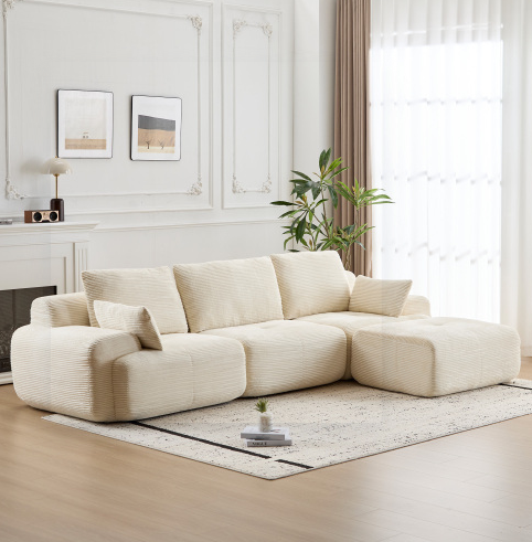 Beige + Corduroy + 3 Seat