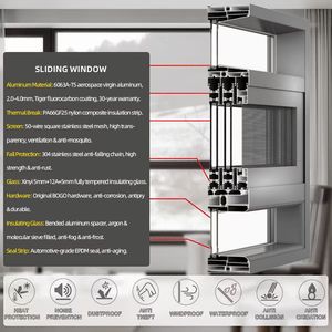 Fenêtres en aluminium à MOQ flexible, <span class=keywords><strong>double</strong></span> <span class=keywords><strong>vitrage</strong></span>, NFRC AS2047, grandes fenêtres en verre pour propriétés de luxe, fenêtres coulissantes résistantes aux ouragans - Product Image 3