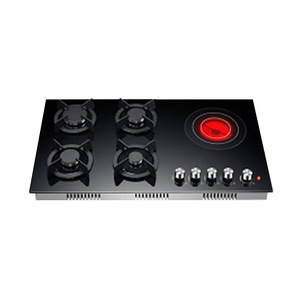 Manufacturer Hot Sale 5 Burners <b>Built</b>-<b>in</b> Tempered Glass Gas Hob with Safety Device Blue Flame Electric and Gas Cooker with <b>Oven</b> - Product Image 1
