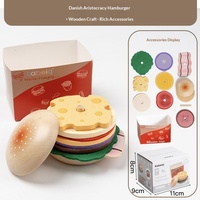 Ensemble de nourriture en bois personnalisé avec logo pour enfants, jouet éducatif Montessori pour faire des burgers, des frites, des sandwichs et des petits-déjeuners