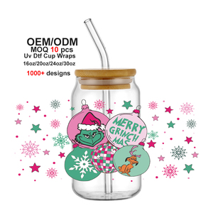 Proveedor de Envolturas Personalizadas con Diseño Navideño y de Halloween, Resistentes al Agua, para Vasos de 16 oz, Transferencias UV DTF, Pegatinas para Vasos y Termos - Product Image 4