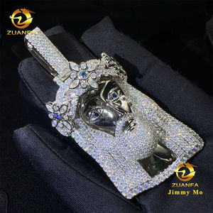 Ensemble de bijoux Hip Hop Iced Out de luxe personnalisé au design unique, plaqué rhodium, GRA, en argent 925, avec pendentif Jésus en Moissanite <span class=keywords><strong>et</strong></span> chaîne Infini - Product Image 5