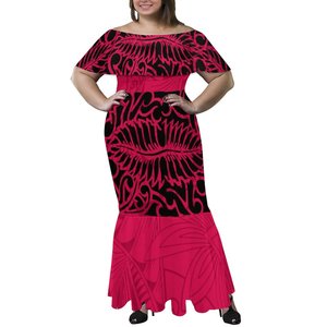 Le donne più vendute <span class=keywords><strong>di</strong></span> grandi dimensioni 8XL seta del latte vestito Sexy con spalle scoperte Pacific Island Art immagine personalizzata abito a coda <span class=keywords><strong>di</strong></span> pesce con una spalla - Product Image 3