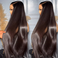 Peluca Larga de Cabello Humano Remy 100% Virgen al por Mayor, Pre-Desplumada, con Encaje Frontal Peruano Liso 13x4, Gorra Pequeña, Encaje Transparente