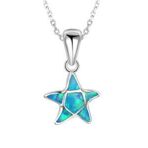 Factory Wholesale Original Design Delicate S925 Sterling Silver Opal Star Pendant Necklace Women's Jewelry Exquisite <b>Gift</b> - Product Image 1