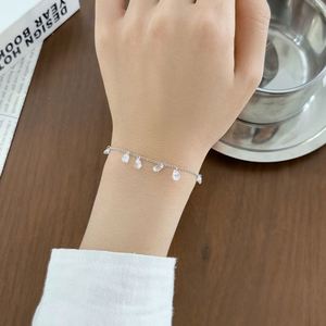 Dylam Elegance Stylish Fine Jewelry Hypoallergenic 925 Silver Link Chain Waterdrop Shape 5A Zirconia Multiple Pendant <b>Bracelets</b> - Product Image 6