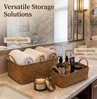 Nouveauté : Panier de rangement multi-usages en jonc de mer naturel, tissé à la main, écologique et durable, pour hôtel, salle de bain, salon