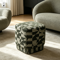 Pouf carré en tissu jacquard chenille abstrait, tabouret cube moderne pour salon, repose-pieds décoratif, banc décoratif – Vente en gros