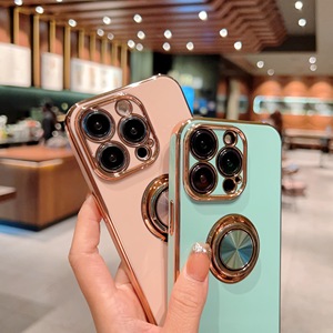 Sang trọng mạ điện TPU điện thoại di động Trường hợp với vòng kim loại cho 11 12 13 14 15 Pro Max - Product Image 5