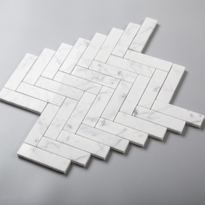 Samistone 1 "X 4" Trắng Carrara Đá Cẩm Thạch Gạch Khảm Xương Cá Khảm Phòng Tắm Sàn Gạch - Product Image 2