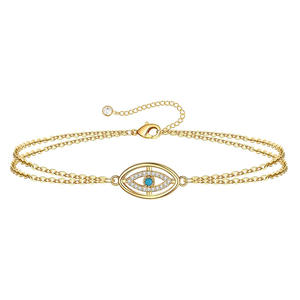 Şanslı göz Charm takı parti hediyeler zirkon kadın el bilezikler 14K altın renk türkiye nazar bilezik için kadın - Product Image 1