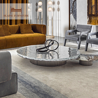 BLAINE Table basse moderne de luxe avec cadre en acier inoxydable Table centrale en verre cristal acrylique convertible pour salon