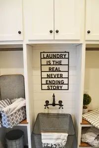 La <span class=keywords><strong>lavanderia</strong></span> è la vera storia senza fine cartello in metallo cartello per <span class=keywords><strong>lavanderia</strong></span> divertente Wall Art semplicemente ispirato Modern Metal Decor Wash Dry - Product Image 5