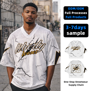 เสื้อยืดฮิปฮอปลำลองผู้ชายยอดนิยม ผ้าสแปนเด็กซ์/โพลีเอสเตอร์ ถักน้ำหนัก 200 กรัม พิมพ์ลายดิจิทัล แห้งเร็ว บริการ OEM รับผลิตแบบแพทช์เวิร์คตามสั่ง - Product Image 1