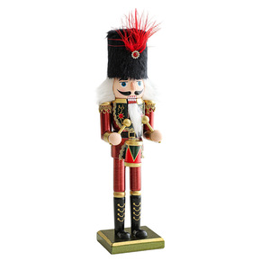 Wooden nutcracker soldier figurine, wooden Christmas tree <strong>background</strong> decoration, desktop and bedside table ornament - Product Image 5