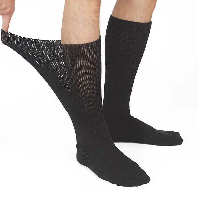 Unisex Crew Loose Fit Thick Style Men Bamboo Made Custom Logo Anti-slip Diabetic Socks