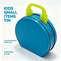 Boîte en étain à petite poignée, personnalisée, imprimée en relief, avec matériaux recyclés, design métallique irrégulier, pour emballage cadeau et bonbons