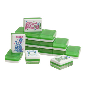 Jeu de tuiles de mahjong en acrylique, format voyage portable, design Joker bleu et blanc, couleurs personnalisées disponibles pour les jeux de cartes et d'échecs - Product Image 1