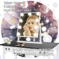 Magnifying LED Makeup Mirror with Adjustable Brightness for Bedroom Use
